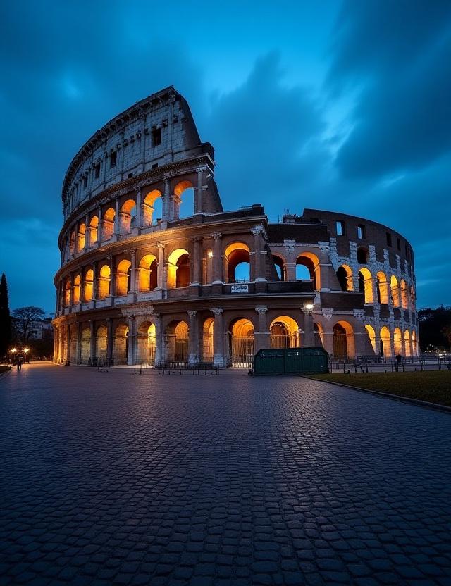 Colosseo all'alba senza folla